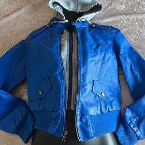 26 international / blue faux leather jacket
